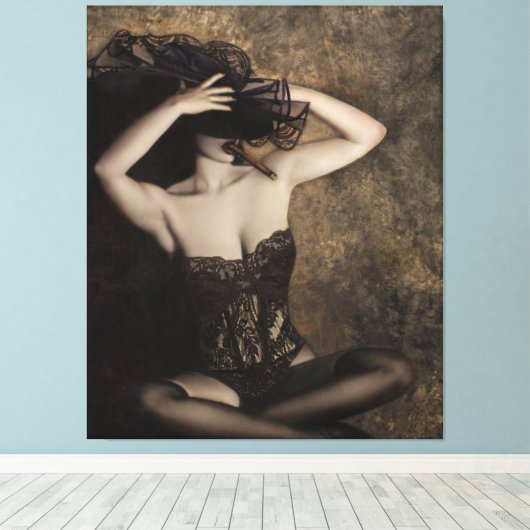 Sensualiteit in Sepia - Zelfportret Canvas Afdruk (Insitu (Houten vloer))