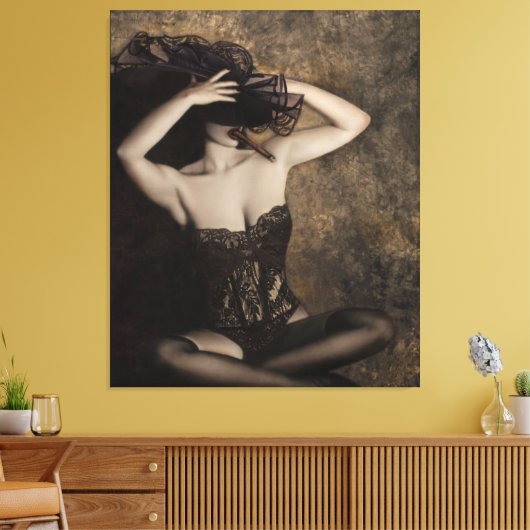 Sensualiteit in Sepia - Zelfportret Canvas Afdruk (Insitu (Woonkamer))