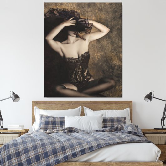 Sensualiteit in Sepia - Zelfportret Canvas Afdruk (Insitu (Slaapkamer))