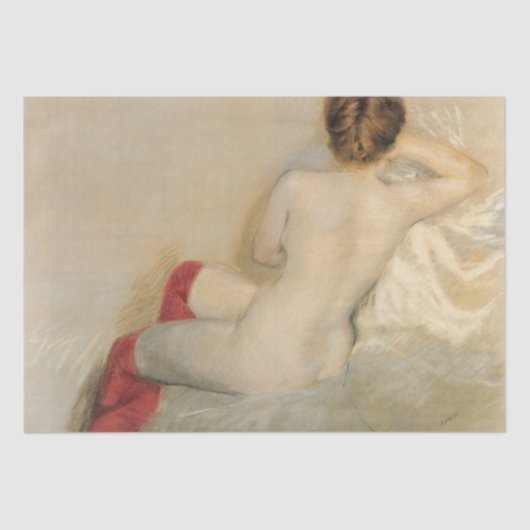 Sensueel Vrouw Beauty met Rode Kousen Tissuepapier (Voorkant)