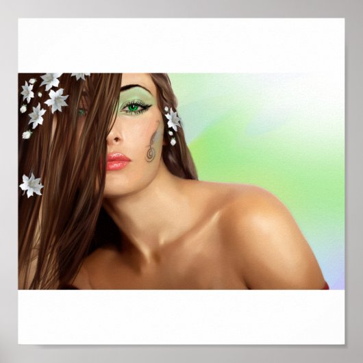 Sensuele dame met groene ogen poster (Voorkant)