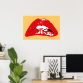 Sensuele lippen bijtende retro poster (Thuiskantoor)