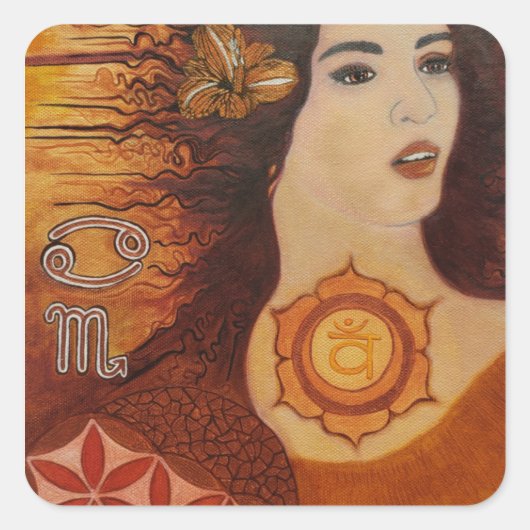 Sensuele Stroom: Sacrale Chakra Godin Sticker (Voorkant)