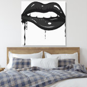 Sensuele zwarte lippen Canvas Print (Insitu (Slaapkamer))