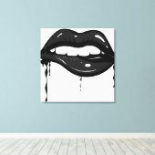 Sensuele zwarte lippen Canvas Print (Insitu (Houten vloer))