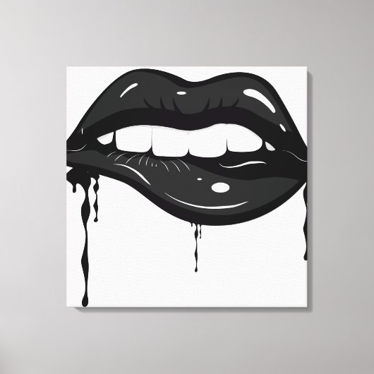 Sensuele zwarte lippen Canvas Print (Voorkant)