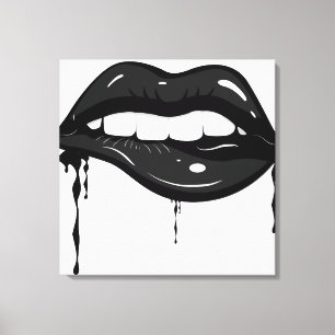 Sensuele zwarte lippen Canvas Print