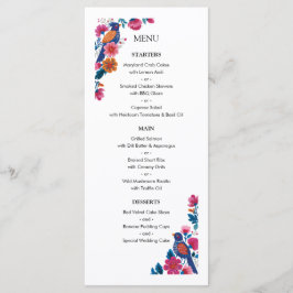 Sensuous Folk Birds and Flowers Wedding Pattern Menu