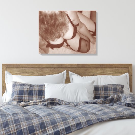 Sensuous Vrouw in lingerie, volwassen natuurlijke  Canvas Afdruk (Insitu (Slaapkamer))