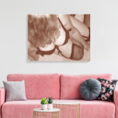 Sensuous Vrouw in lingerie, volwassen natuurlijke  Canvas Afdruk (Insitu (Woonkamer))