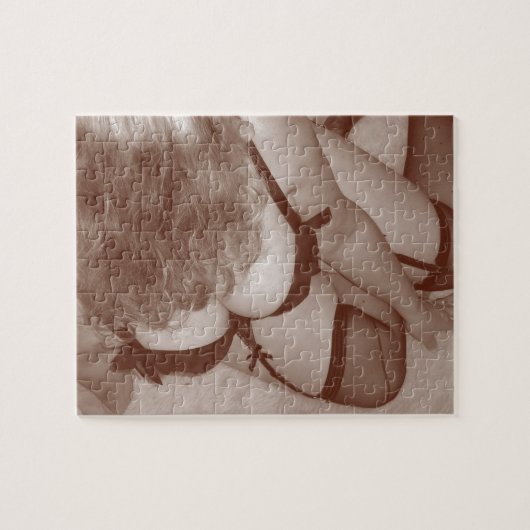 Sensuous Woman in lingerie, rijpe natuur Legpuzzel (Horizontaal)