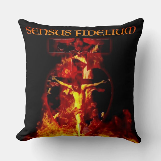 Sensus Fidelium Jezus Kruisiging Katholiek Kussen (Voorkant)