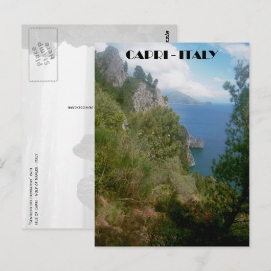 Sentiero dei Cacciatori, eiland Capri briefkaart (Voorkant / Achterkant)