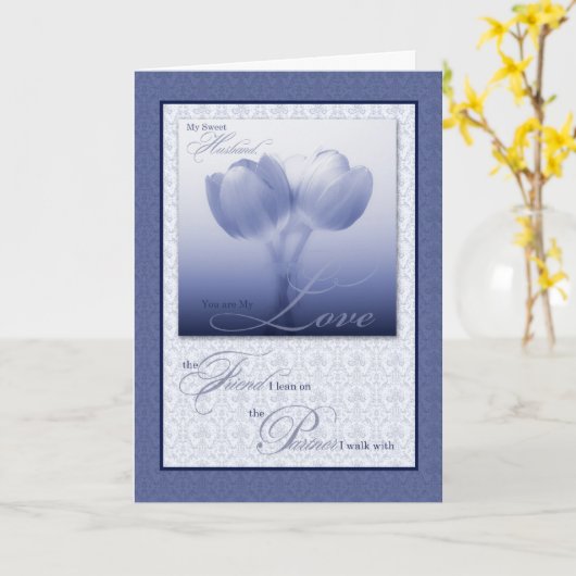 Sentimental Blue Tulips van Husband Kaart (Gele Bloem)