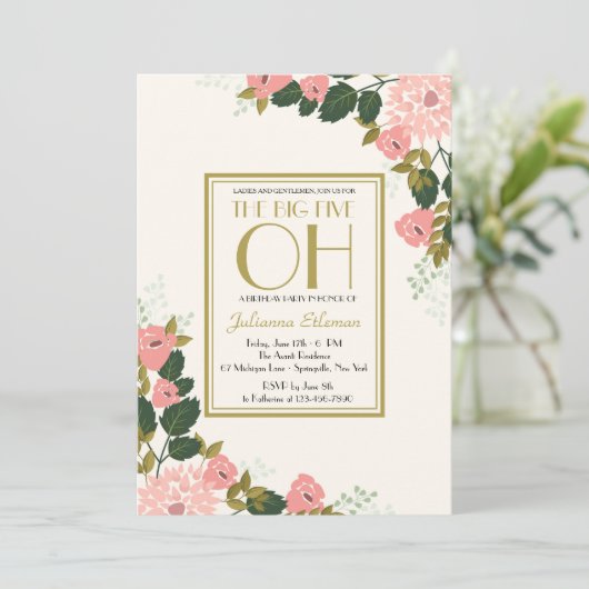 Sentimental Floral Invitation Kaart (Staand voorkant)