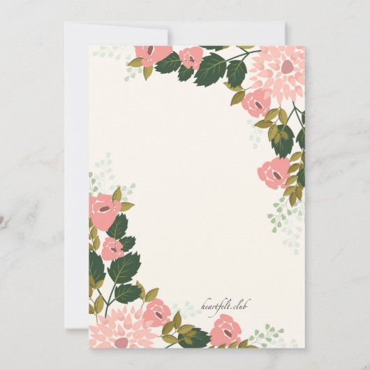 Sentimental Floral Invitation Kaart (Achterkant)