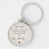 Sentimental I Always Need You Mom Quote Elegant  Sleutelhanger (Voorkant)