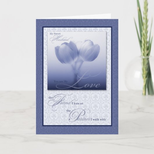 Sentimental Love and Romance Blue Tulips Kaart (Voorkant)