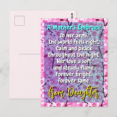 Sentimental Mom Gedicht Gift | Roze Bloemen Berich Briefkaart (Voorkant / Achterkant)