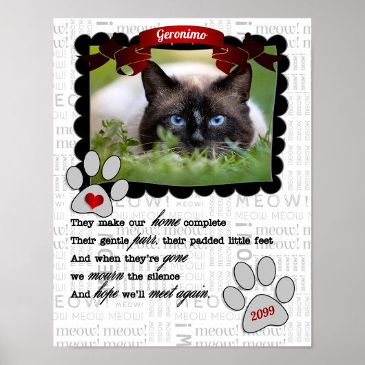 Sentimental Pet Memorial with Cat's Name and Photo Poster (Voorkant)