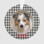 Sentimental Pet Photo Dark Grey Buffalo Plaid Ornament (voorkant)