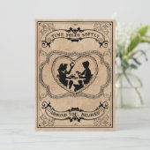 Sentimental Sepia Vintage Silhouette Heart Feestdagenkaart (Staand voorkant)