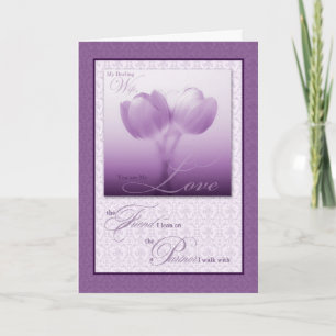 Sentimental Wife's Birthday Purple Tulips Kaart
