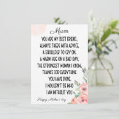 Sentimentale woorden voor mama, Happy Moederdag Feestdagenkaart (Staand voorkant)