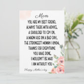 Sentimentale woorden voor mama, Happy Moederdag Kaart (Staand voorkant)