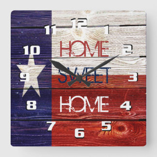 Sentimenteel en patriottisch Home sweet Home Texas Vierkante Klok