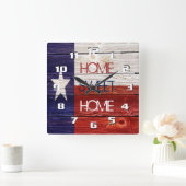 Sentimenteel en patriottisch Thuis Texas Vierkante Klok (Huis)