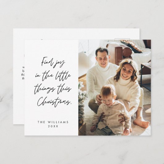 Sentimenteel, Vrolijk Kerstfeest, Familiefoto Briefkaart (Voorkant / Achterkant)