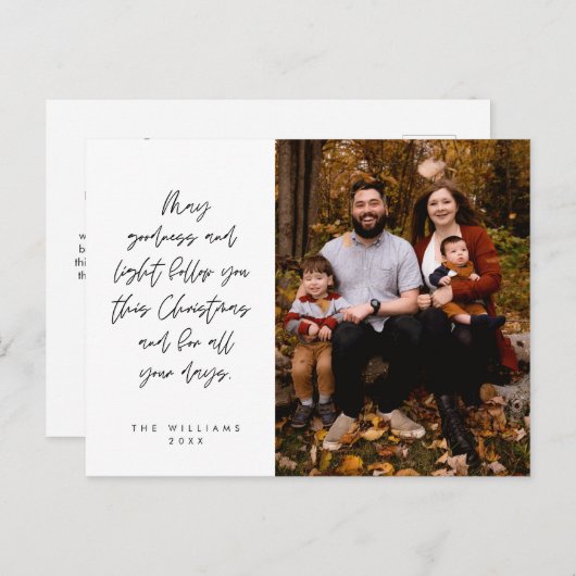 Sentimenteel, Vrolijk Kerstfeest, Familiefoto Briefkaart (Voorkant / Achterkant)