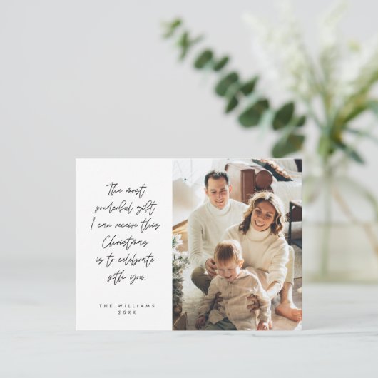 Sentimenteel, Vrolijk Kerstfeest, Familiefoto Briefkaart (Staand voorkant)