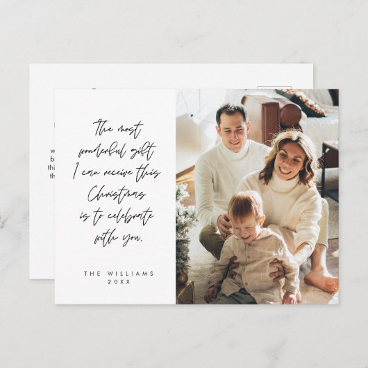 Sentimenteel, Vrolijk Kerstfeest, Familiefoto Briefkaart (Voorkant / Achterkant)