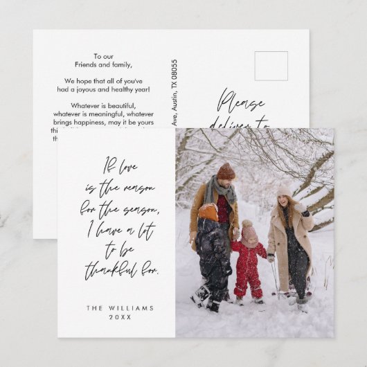 Sentimenteel, Vrolijk Kerstfeest, Familiefoto Briefkaart (Voorkant / Achterkant)