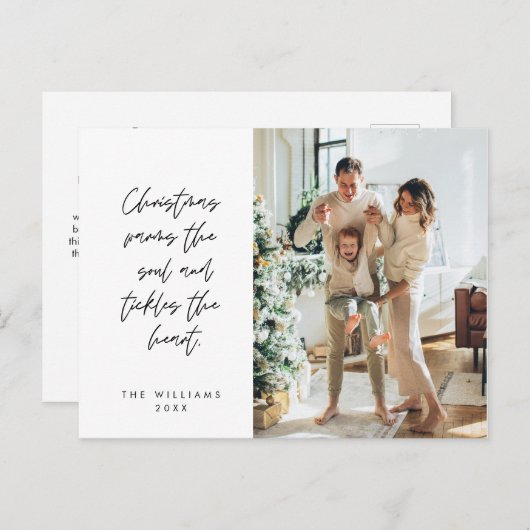 Sentimenteel, Vrolijk Kerstfeest, Familiefoto Briefkaart (Voorkant / Achterkant)