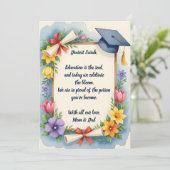 Sentimentele bloemige aquarel gedicht afstudeerkaa (Staand voorkant)
