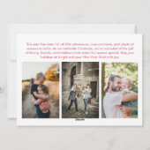 Sentimentele Familie Liefde Multi Foto Rode Kerst Feestdagenkaart (Achterkant)