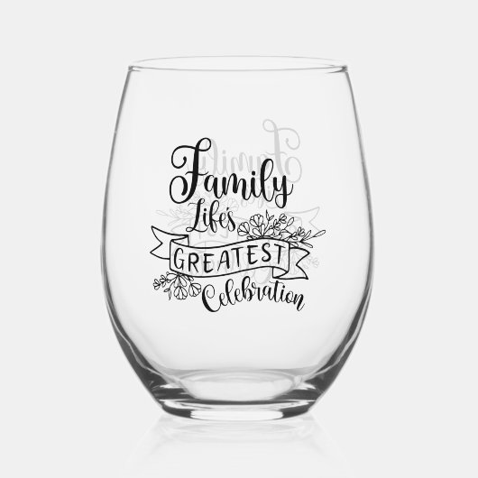 Sentimentele Familie viering woord kunst Wijnglas Zonder Voet (Achterkant)