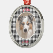 Sentimentele hondenportret Buffalo Plaid ontwerp Metalen Ornament (Links)