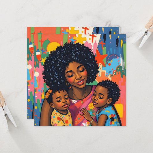 Sentimentele moeder en dochter Art Moederdag Kaart (Voorkant / Achterkant in situ)