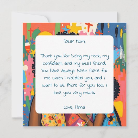 Sentimentele moeder en dochter Art Moederdag Kaart (Achterkant)