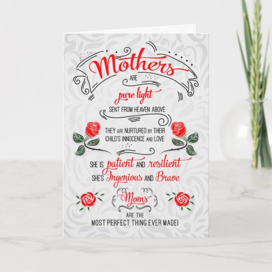 Sentimentele Moederdag Typografie Rode Rozen Feestdagen Kaart (Voorkant)