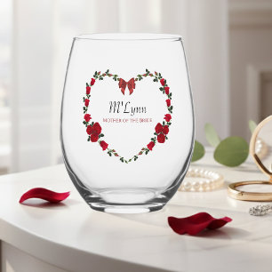 Sentimentele Rode Rozen Moeder van de Bruid Cadeau Wijnglas Zonder Voet