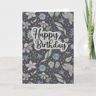 Sentimentele verjaardag op bloemenpatroon achtergr kaart