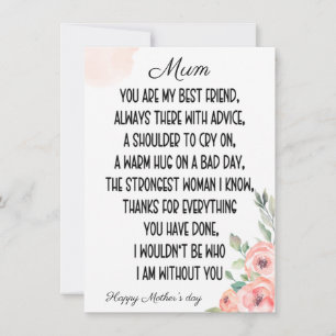 Sentimentele woorden voor mama, Gelukkige Moederda Feestdagenkaart