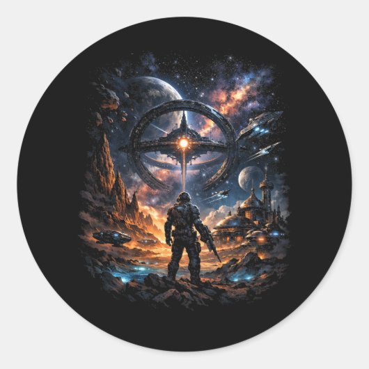 Sentinel of the Star Gate Ronde Sticker (Voorkant)