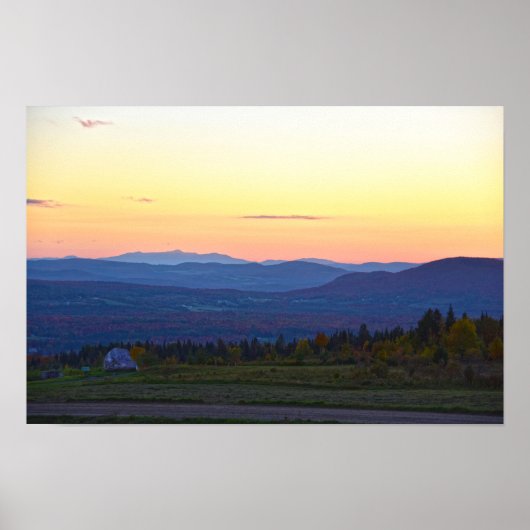 Sentinel Rock Vermont Zonsondergang Poster (Voorkant)