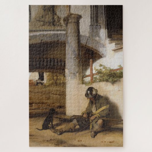 Sentry bewaakt een poort met zijn hond legpuzzel (Verticaal)